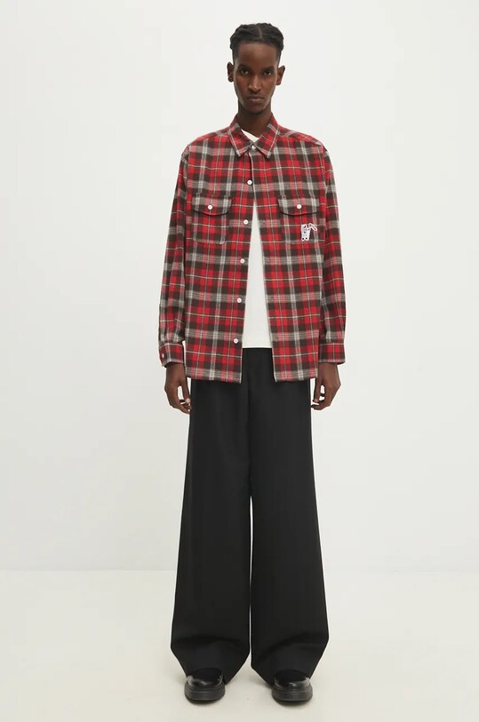 Хлопковая рубашка Billionaire Boys Club Longsleeve Check Shirt B24322 красный