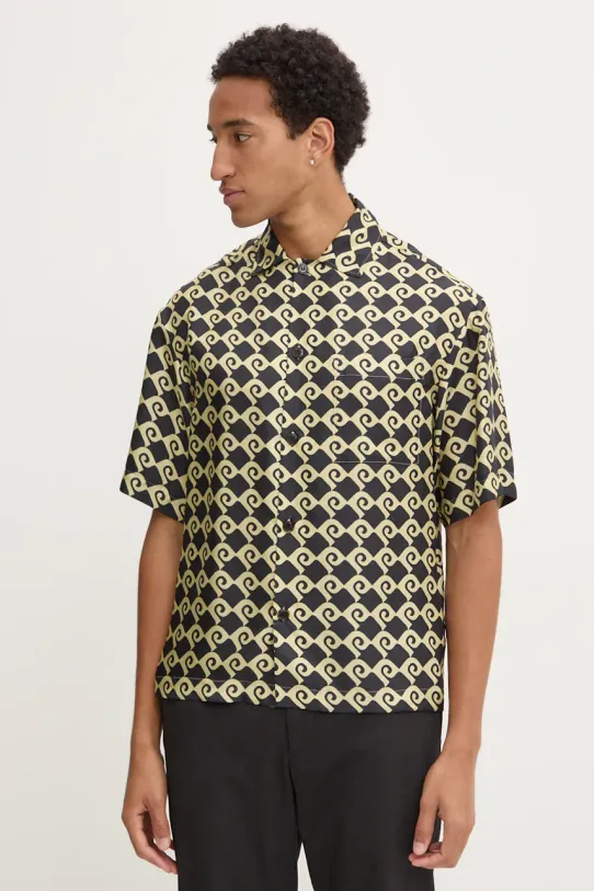 Копринена риза Nanushka MAXTON свободна черен NM24PFSH06298