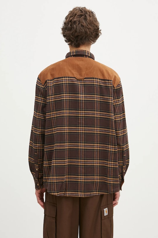 Одежда Хлопковая рубашка Barbour Wolfwood OS Checked Shirt MSH5508 коричневый