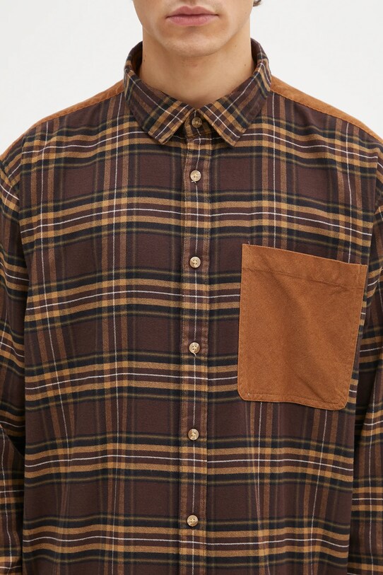 Pamučna košulja Barbour Wolfwood OS Checked Shirt smeđa MSH5508
