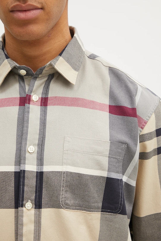 Bavlněná košile Barbour Renford OS Tartan Shirt béžová MSH5514