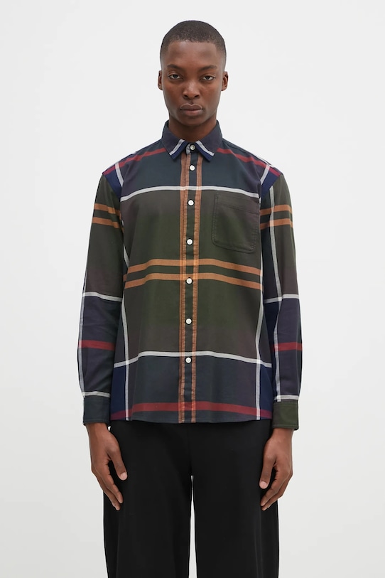 Barbour camasa din bumbac Renford OS Tartan Shirt lung verde MSH5514