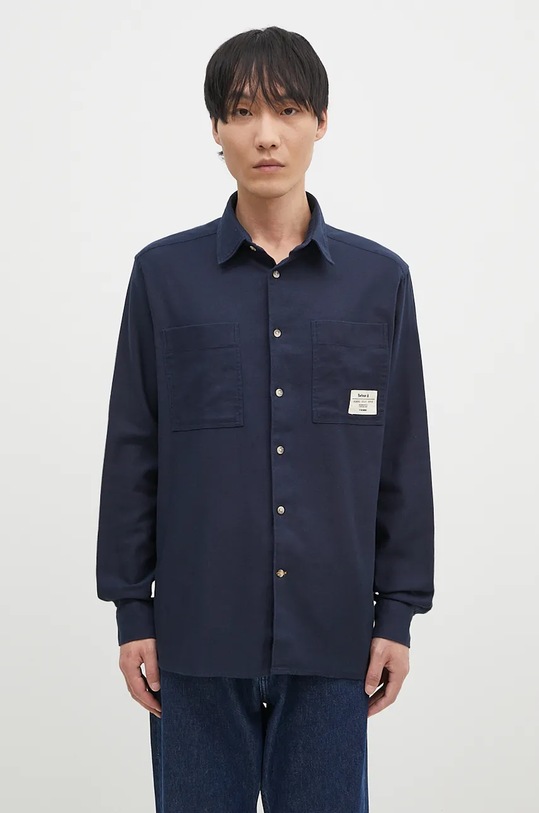 Barbour cămașă din bumbac Angelo Relaxed uni bleumarin MSH5521