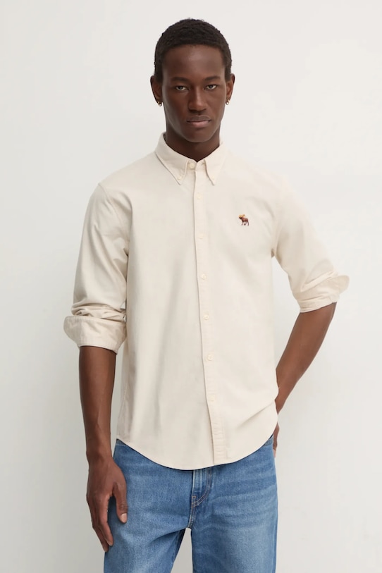 Abercrombie & Fitch koszula z elastanem beżowy KI125.4185.400