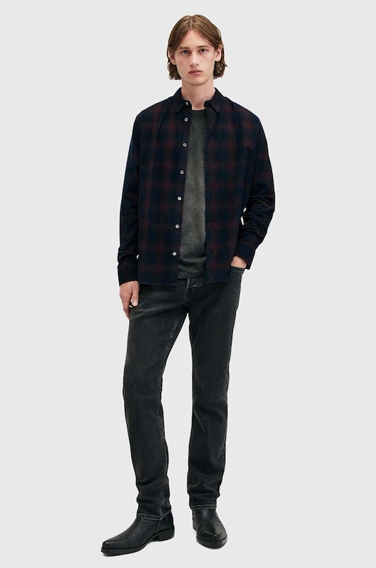 AllSaints koszula bawełniana DAYBREAKER LS SHIRT M033SB granatowy