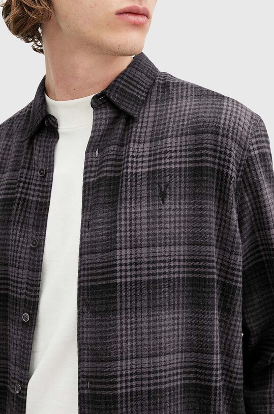AllSaints koszula bawełniana SONIK LS SHIRT M037SB szary AW24