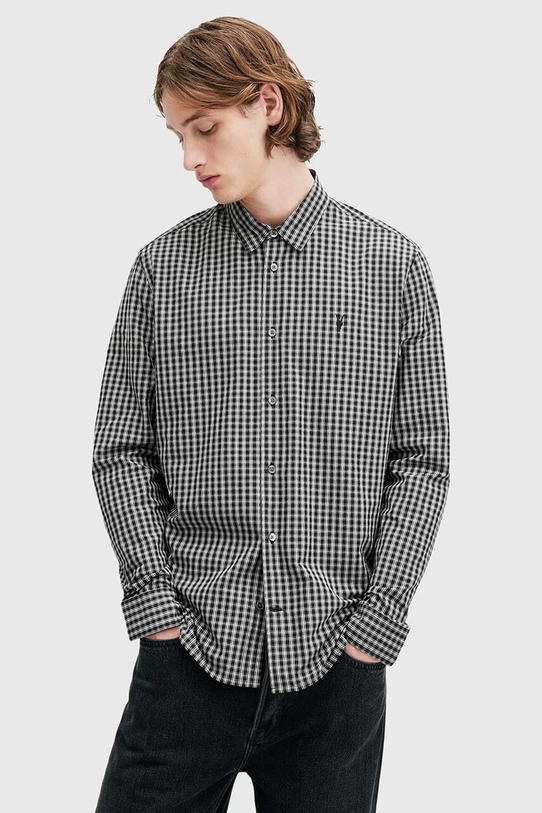 AllSaints camasa din bumbac NEO LS SHIRT cu modele negru M044SB