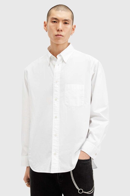 Бавовняна сорочка AllSaints SUTTA LS SHIRT довгий білий M097SB