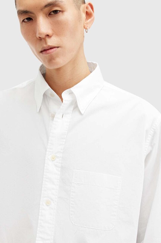 Бавовняна сорочка AllSaints SUTTA LS SHIRT M097SB білий AW24