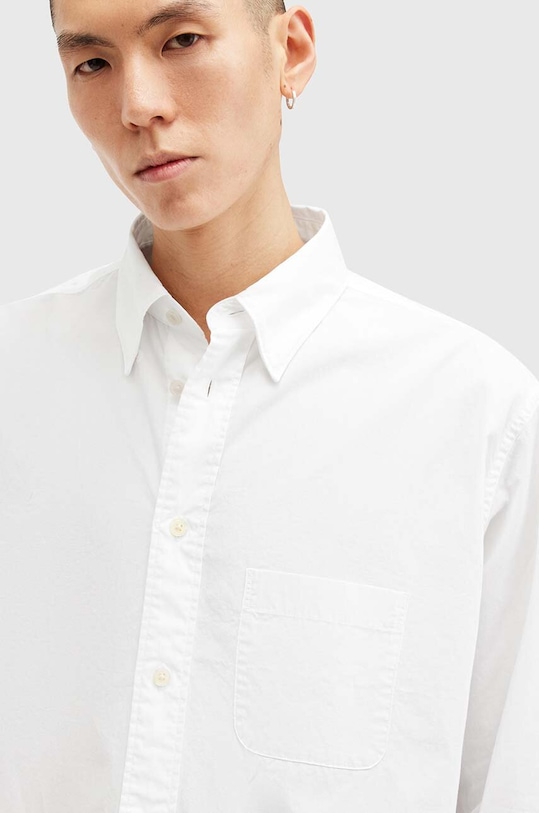 AllSaints koszula bawełniana SUTTA LS SHIRT M097SB biały AW24