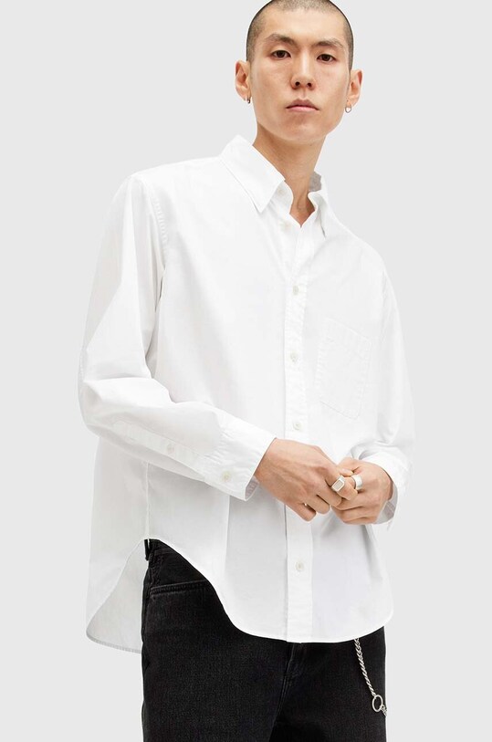 Ρούχα Βαμβακερό πουκάμισο AllSaints SUTTA LS SHIRT M097SB λευκό