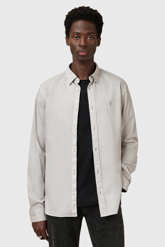 AllSaints koszula bawełniana HAWTHORNE LS SHIRT bawełna szary M150SB
