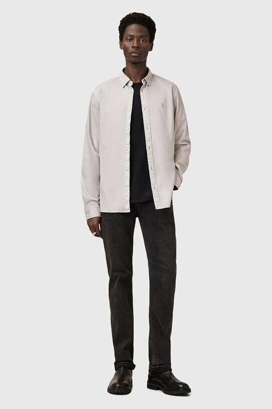 AllSaints koszula bawełniana HAWTHORNE LS SHIRT M150SB szary