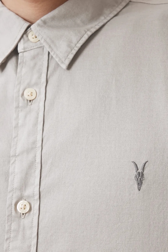 Бавовняна сорочка AllSaints HAWTHORNE LS SHIRT M150SB сірий AW25