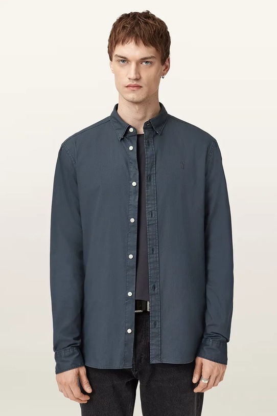 Βαμβακερό πουκάμισο AllSaints HAWTHORNE LS SHIRT μπλε M150SB