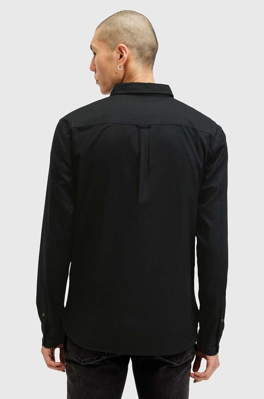 AllSaints camasa din bumbac HAWTHORNE LS SHIRT negru M150SB