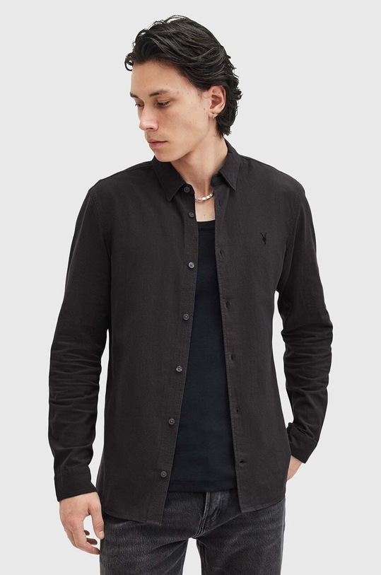 Îmbrăcăminte AllSaints camasa din bumbac LOVELL LS SHIRT M152SB negru