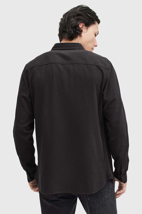 AllSaints camasa din bumbac LOVELL LS SHIRT negru M152SB