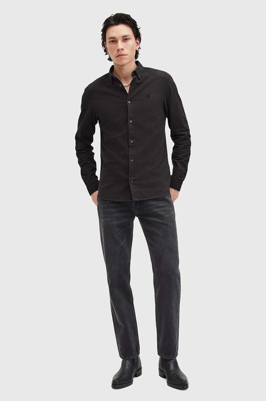 AllSaints camasa din bumbac LOVELL LS SHIRT M152SB negru