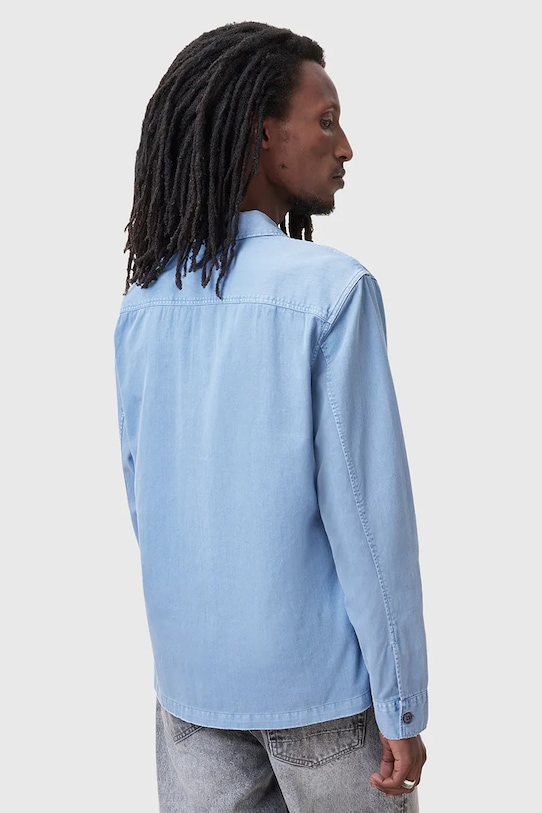Бавовняна сорочка AllSaints SPOTTER LS SHIRT блакитний M154SB