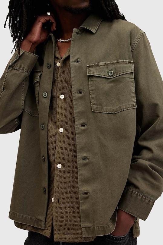 AllSaints camasa din bumbac SPOTTER LS SHIRT M154SB verde SS25