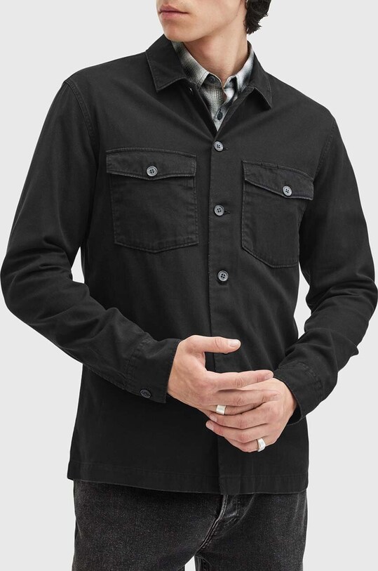 Îmbrăcăminte AllSaints camasa din bumbac SPOTTER LS SHIRT M154SB negru
