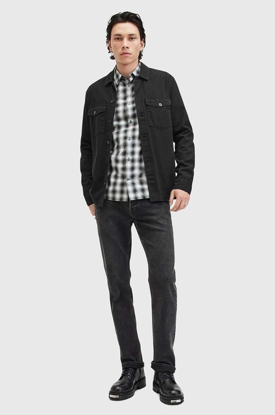 Хлопковая рубашка AllSaints SPOTTER LS SHIRT M154SB чёрный