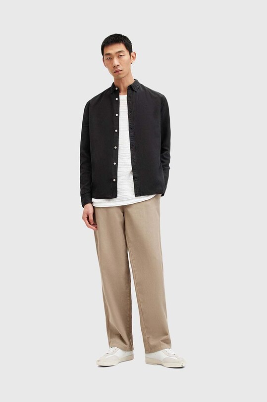 Сорочка з домішкою льону AllSaints LAGUNA LS SHIRT M160SB