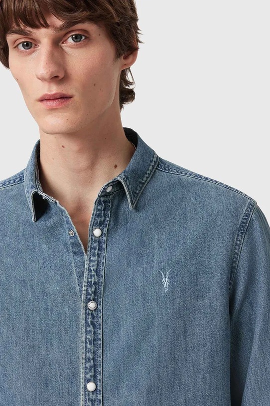 AllSaints koszula jeansowa GLEASON LS SHIRT niebieski M165SB