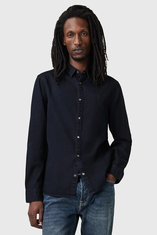 Джинсовая рубашка AllSaints GLEASON LS SHIRT casual чёрный M165SB