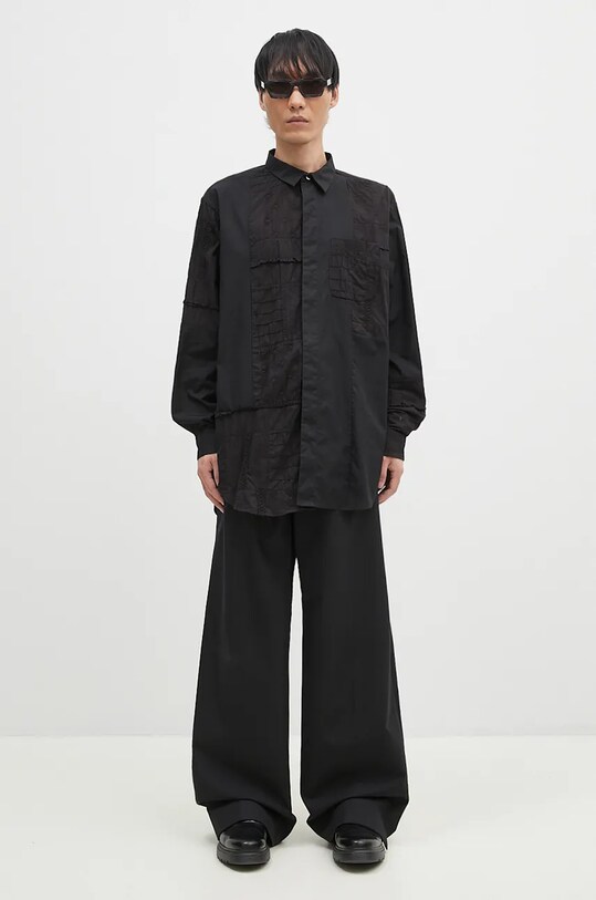 Engineered Garments koszula bawełniana Combo Short Collar 24F1A017 czarny