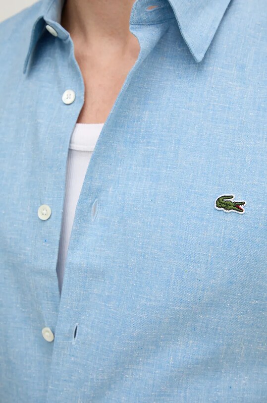 Хлопковая рубашка Lacoste CH2573. голубой