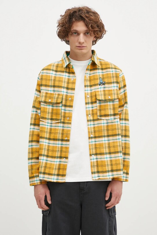 Πουκάμισο ICECREAM Flannel Overshirt casual κίτρινο IC24319
