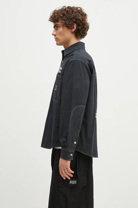 Bavlněná košile Human Made Stitch Work Shirt HM28SH017 černá AW24