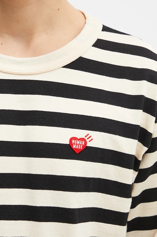 Bavlnené tričko s dlhým rukávom Human Made Striped Longsleeve béžová HM28CS039