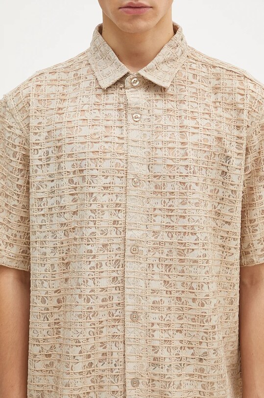 PLEASURES camicia Lacy Button Down beige P24F050