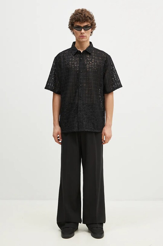 Košile PLEASURES Lacy Button Down P24F050 černá