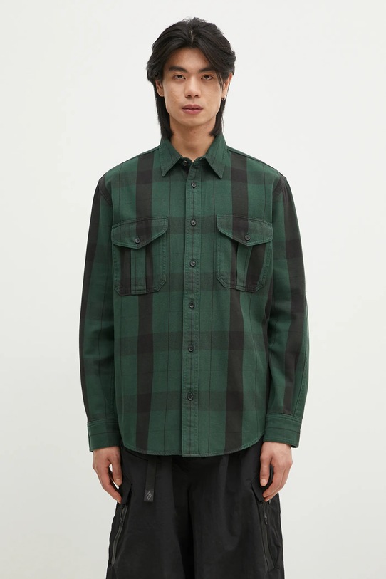 Filson camasa din bumbac Vintage Alaskan Guide Shirt cu modele verde FMCAM0013