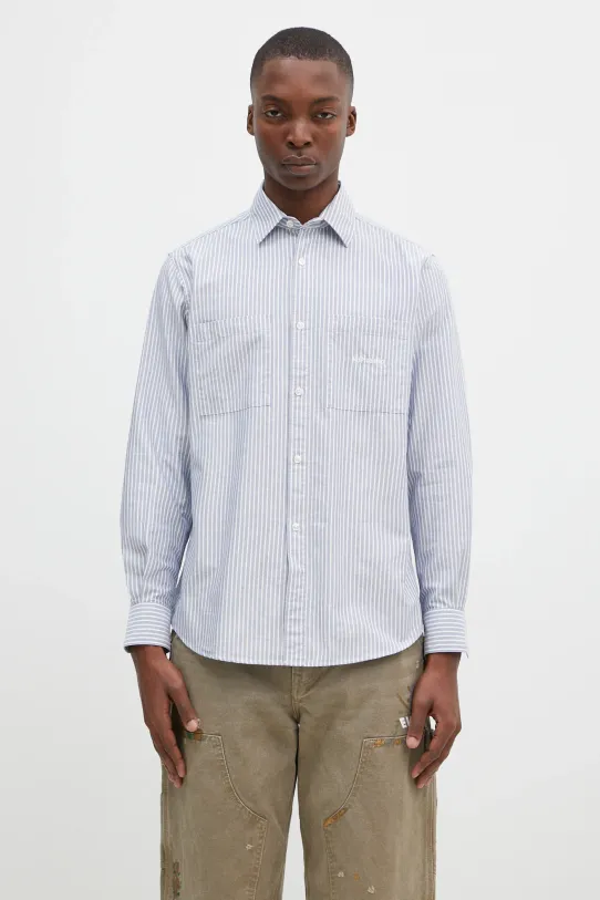 Бавовняна сорочка No Problemo Oxford Stripe Longsleeve Shirt візерунок блакитний NP40102.02