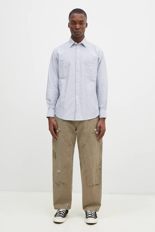 Памучна риза No Problemo Oxford Stripe Longsleeve Shirt NP40102.02 син