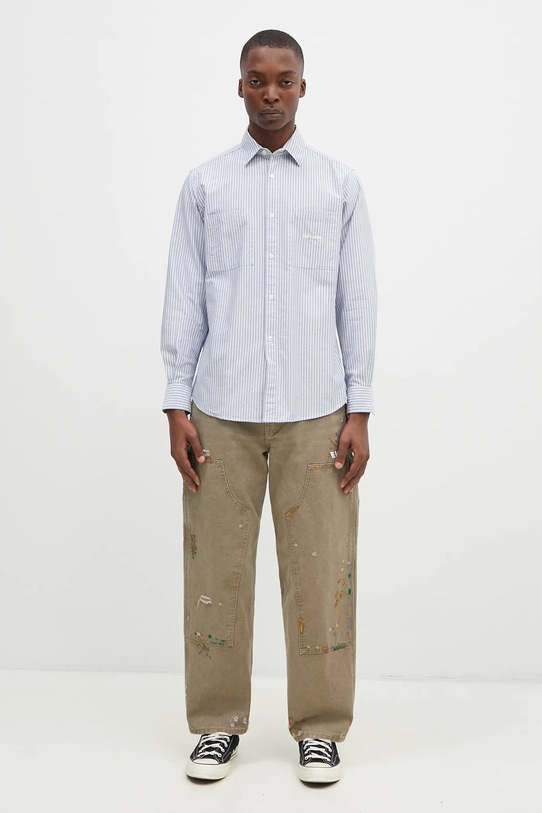 Бавовняна сорочка No Problemo Oxford Stripe Longsleeve Shirt NP40102.02 блакитний