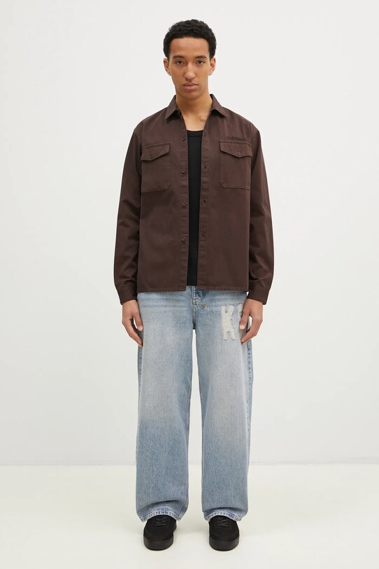 No Problemo koszula bawełniana Mini Problemo Longsleeve Work Shirt NP40115.02 brązowy