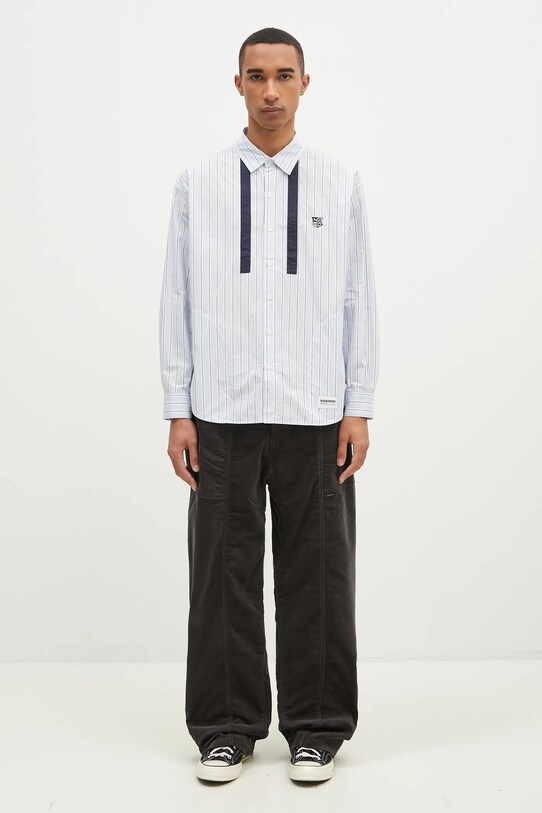 NEIGHBORHOOD camicia in cotone Tie Shirt Longsleeve 242AQNH.SHM01 blu