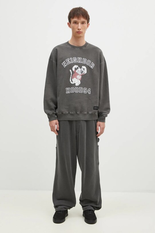 Pamučna dukserica NEIGHBORHOOD Pigment Dyed Sweat Shirt Longsleeve 242UNNH.CSM01 siva