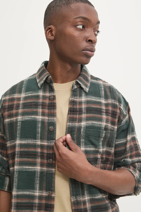 Bavlněná košile Abercrombie & Fitch kárový zelená KI125.4292.308