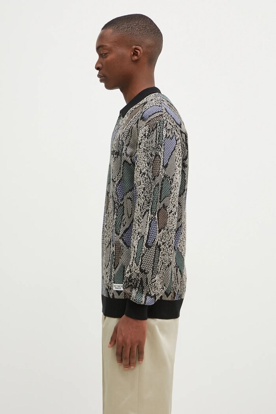 Wacko Maria silk blend jumper Python Knit Polo Shirt 24FW.WMK.KN14 beige AW24