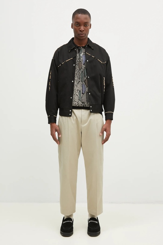 Ένα πουλόβερ σε μείγμα μεταξιού Wacko Maria Python Knit Polo Shirt 24FW.WMK.KN14 μπεζ