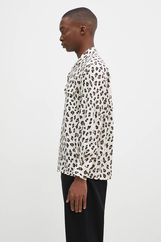 Wacko Maria cămașă Hawaiian Shirt L/S 24FW.WMS.HI02 bej AW24