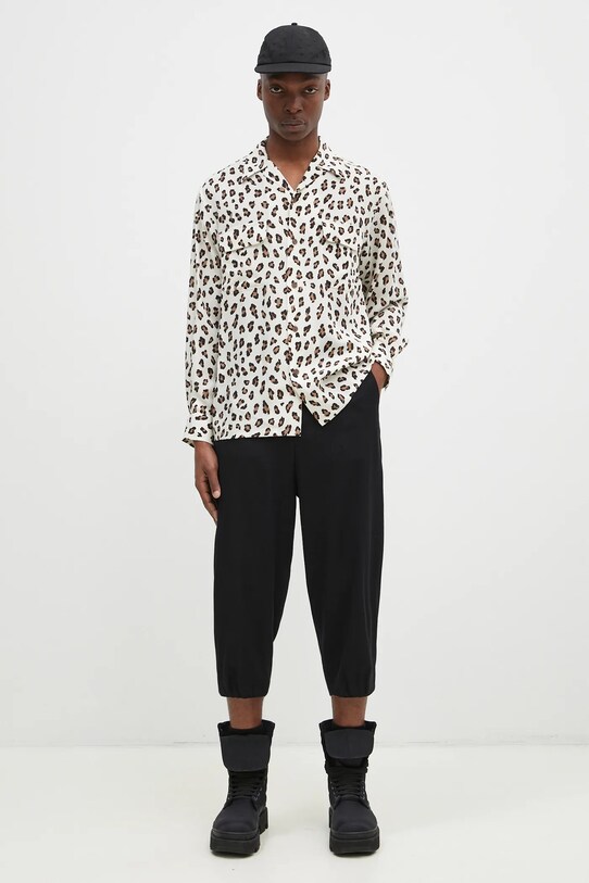 Wacko Maria cămașă Hawaiian Shirt L/S 24FW.WMS.HI02 bej