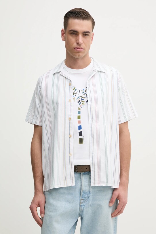 PS Paul Smith cămașă din bumbac scurt alb M2R.695U.P22264